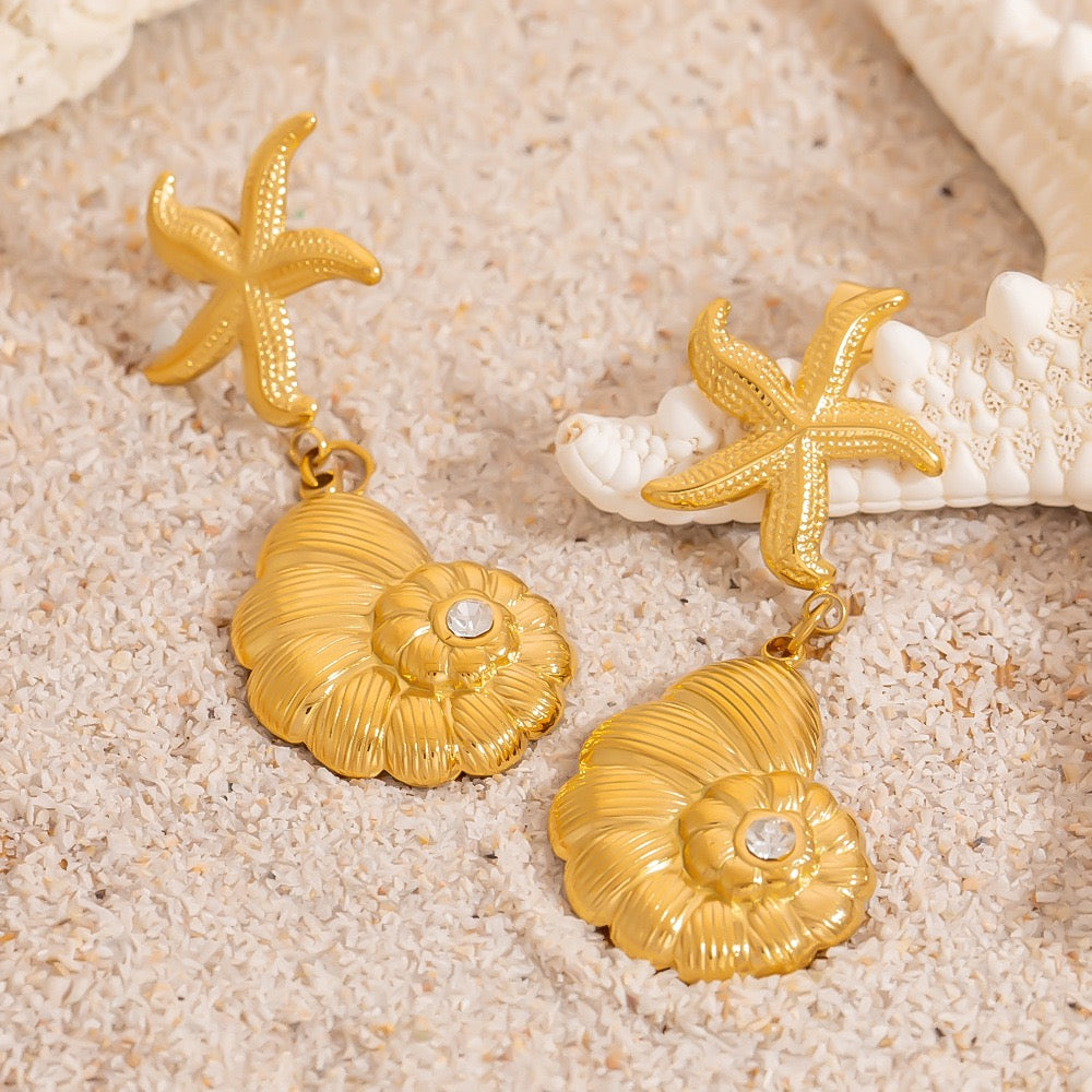 Starfish shell earrings