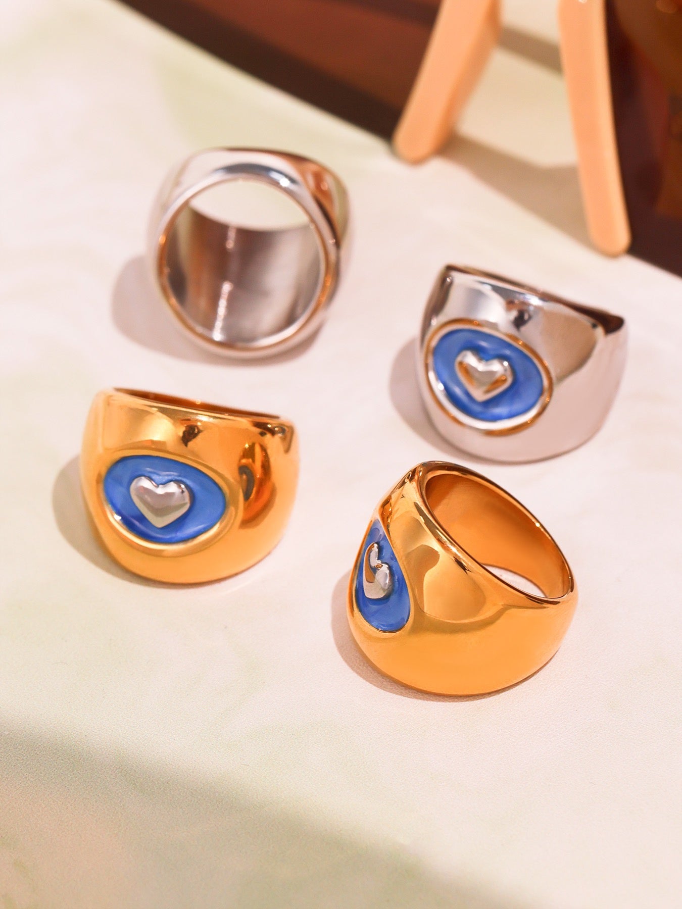 Blue hearts rings