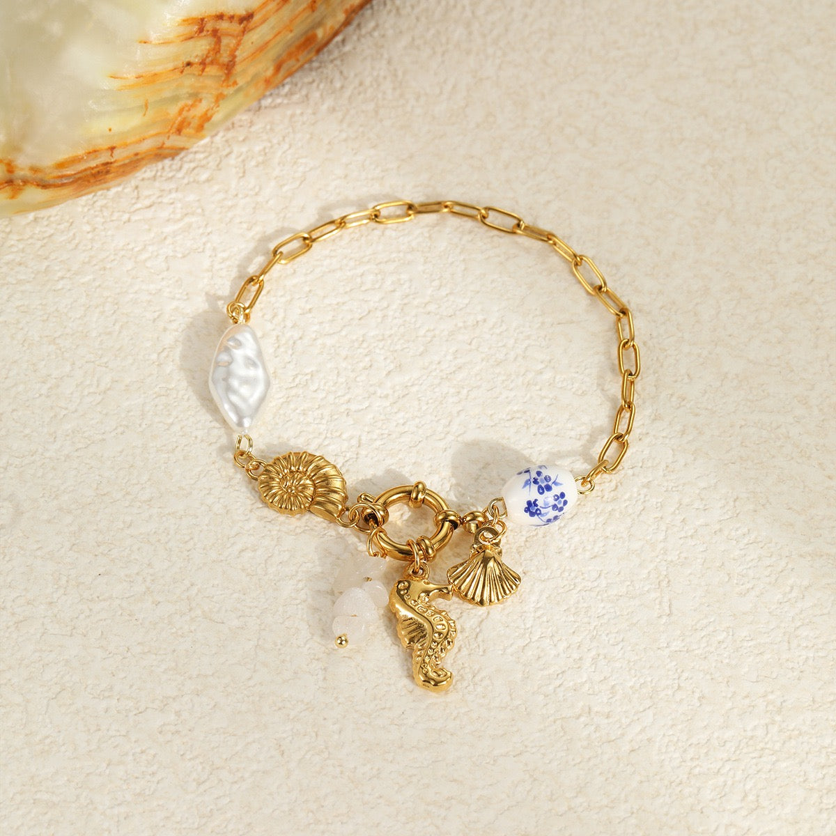 Seahorse blue memory bracelet