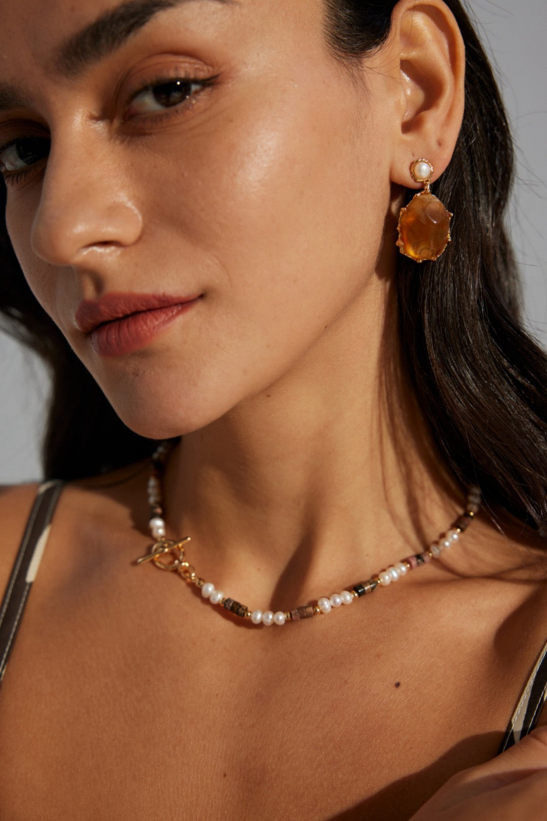 Kidman Tiger eye pearl necklace