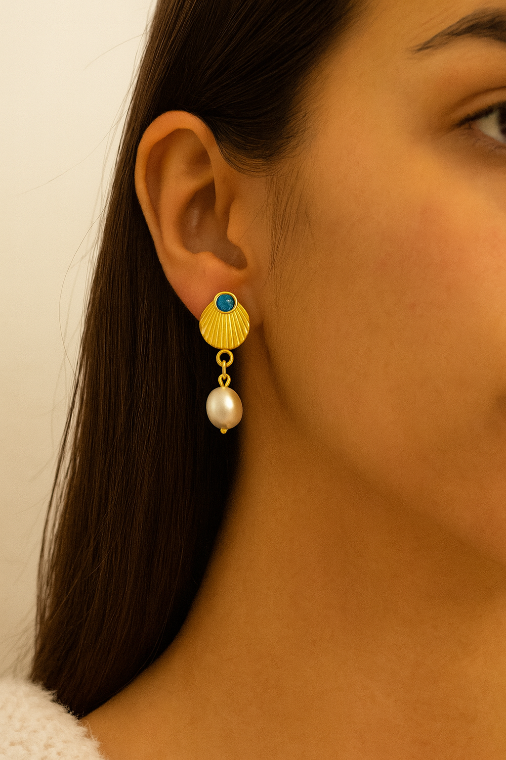 Blue shell earrings