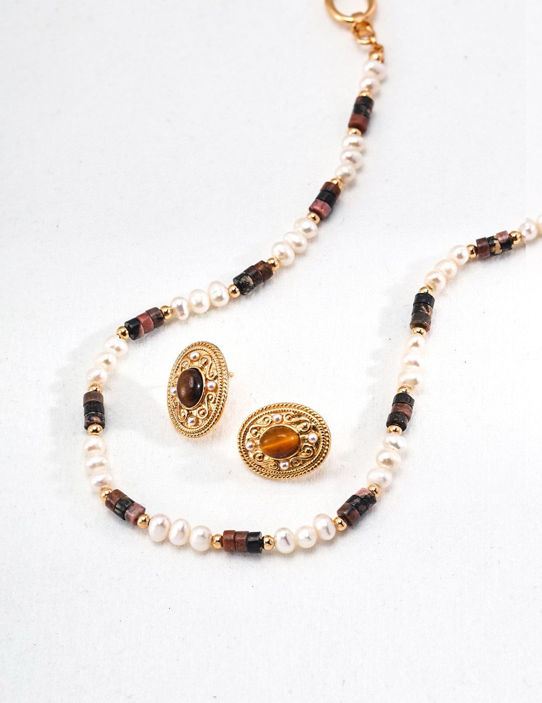 Kidman Tiger eye pearl necklace