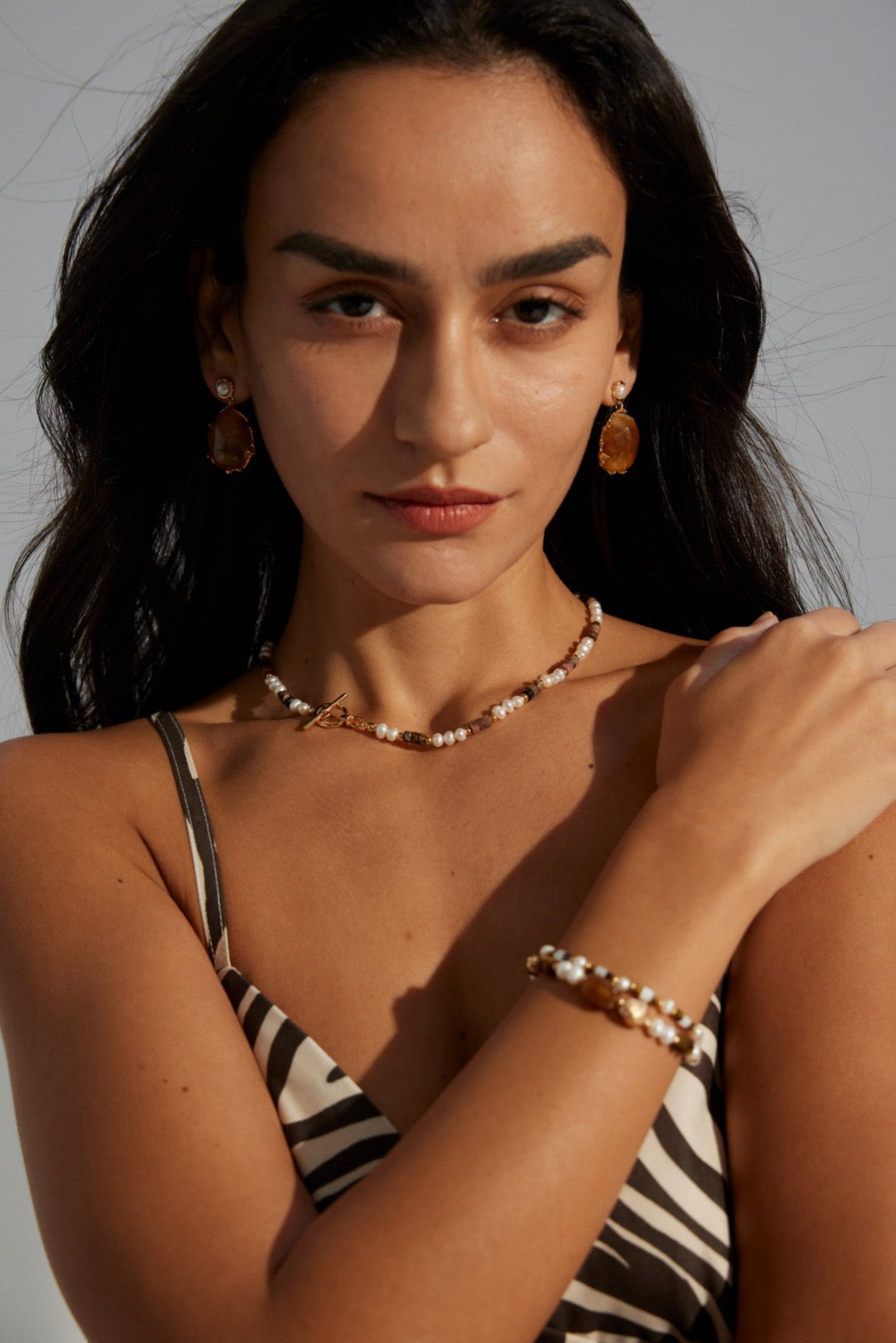 Kidman Tiger eye pearl necklace