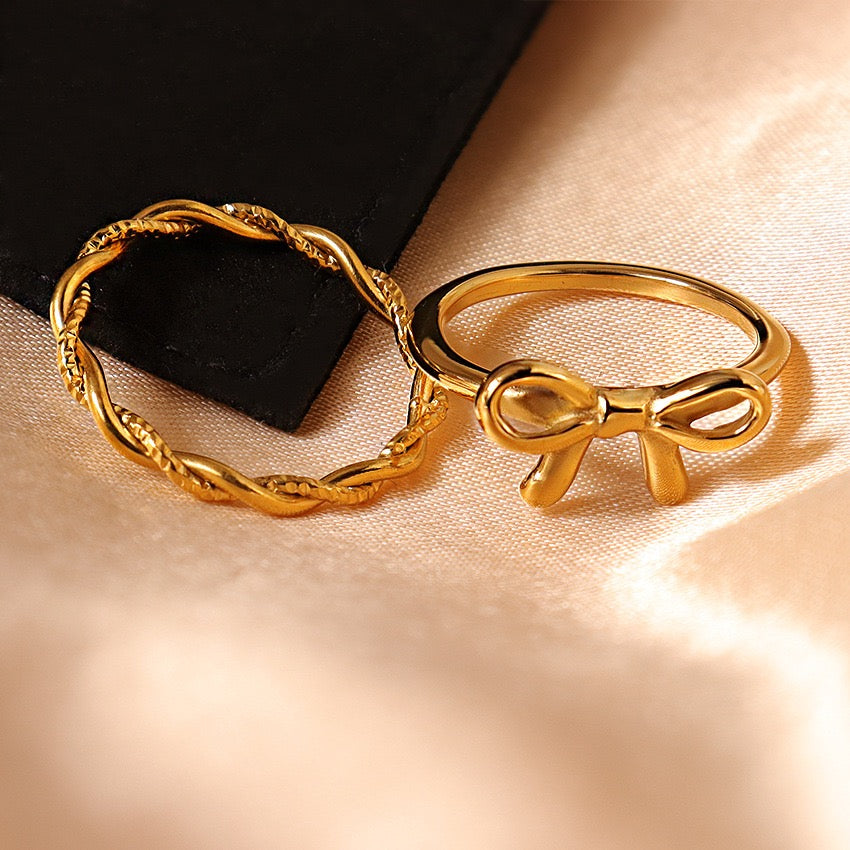 Cute bow ring set