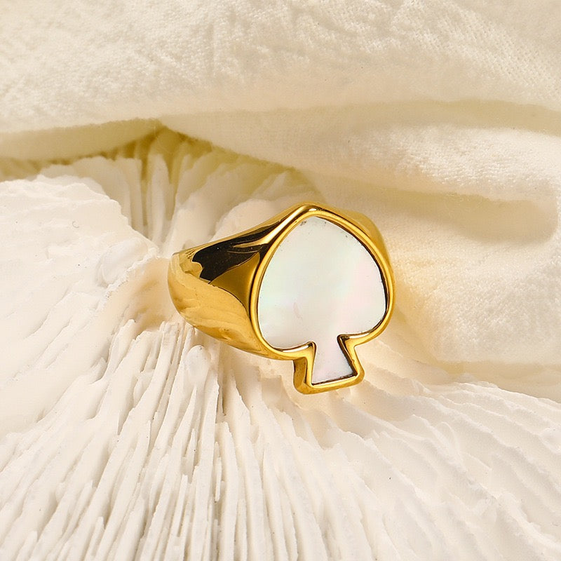 Poker face heart ring