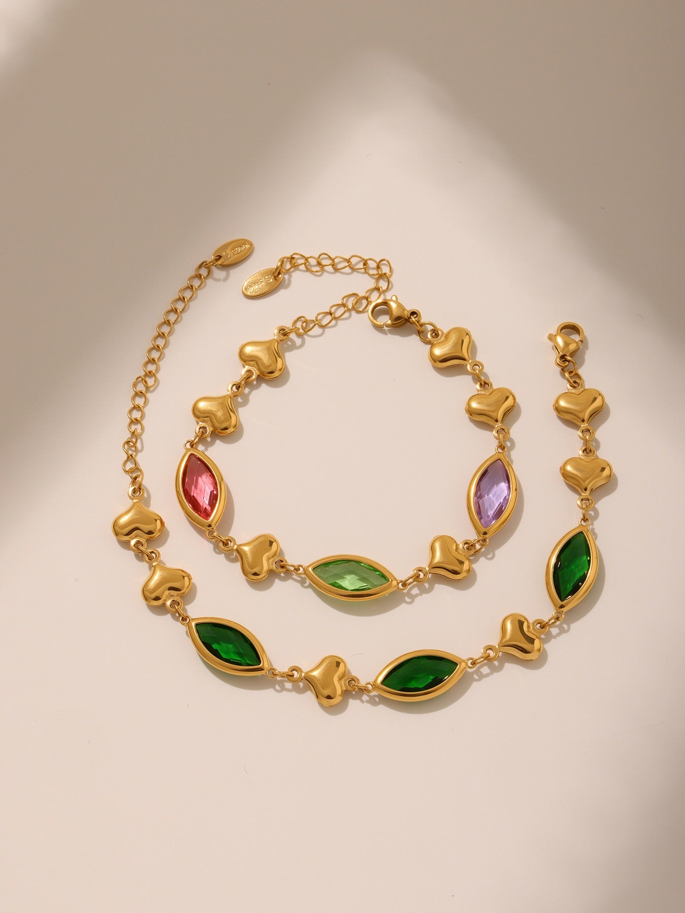 Heart rainbow glass bracelet