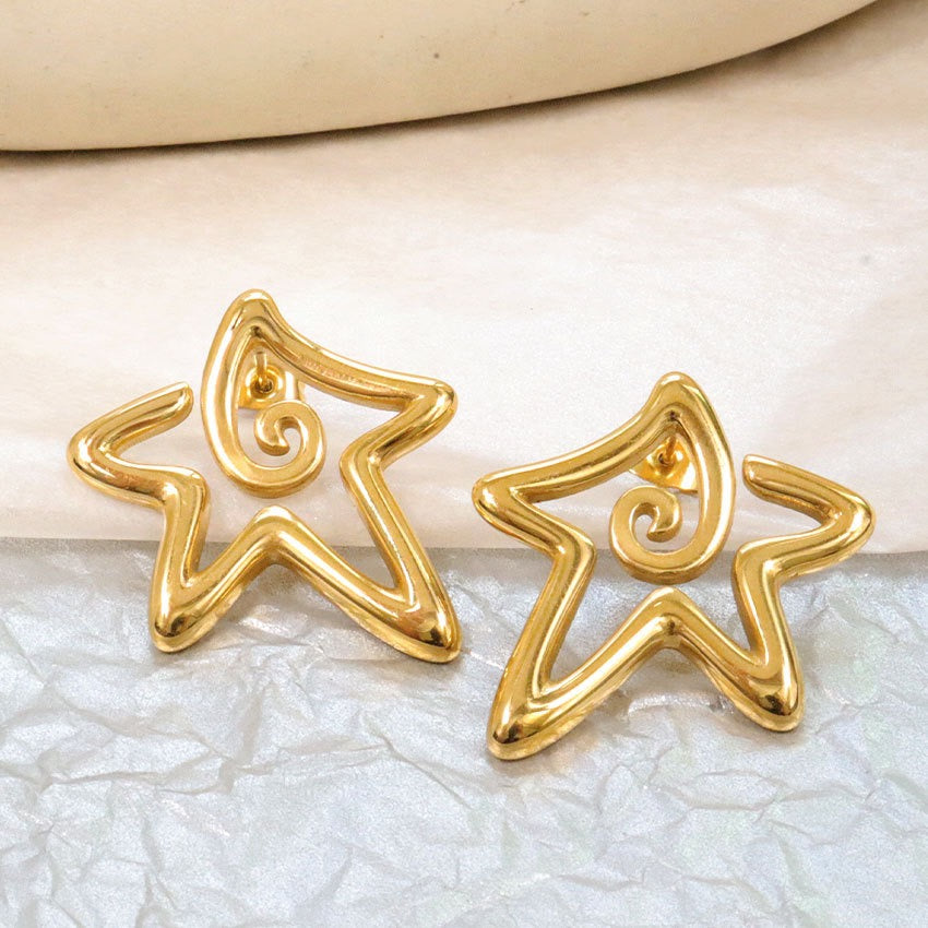 Swirl star earrings