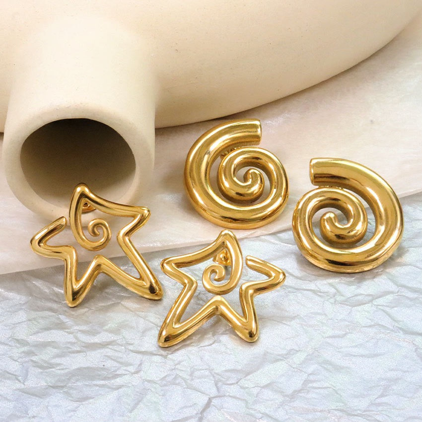 Swirl star earrings