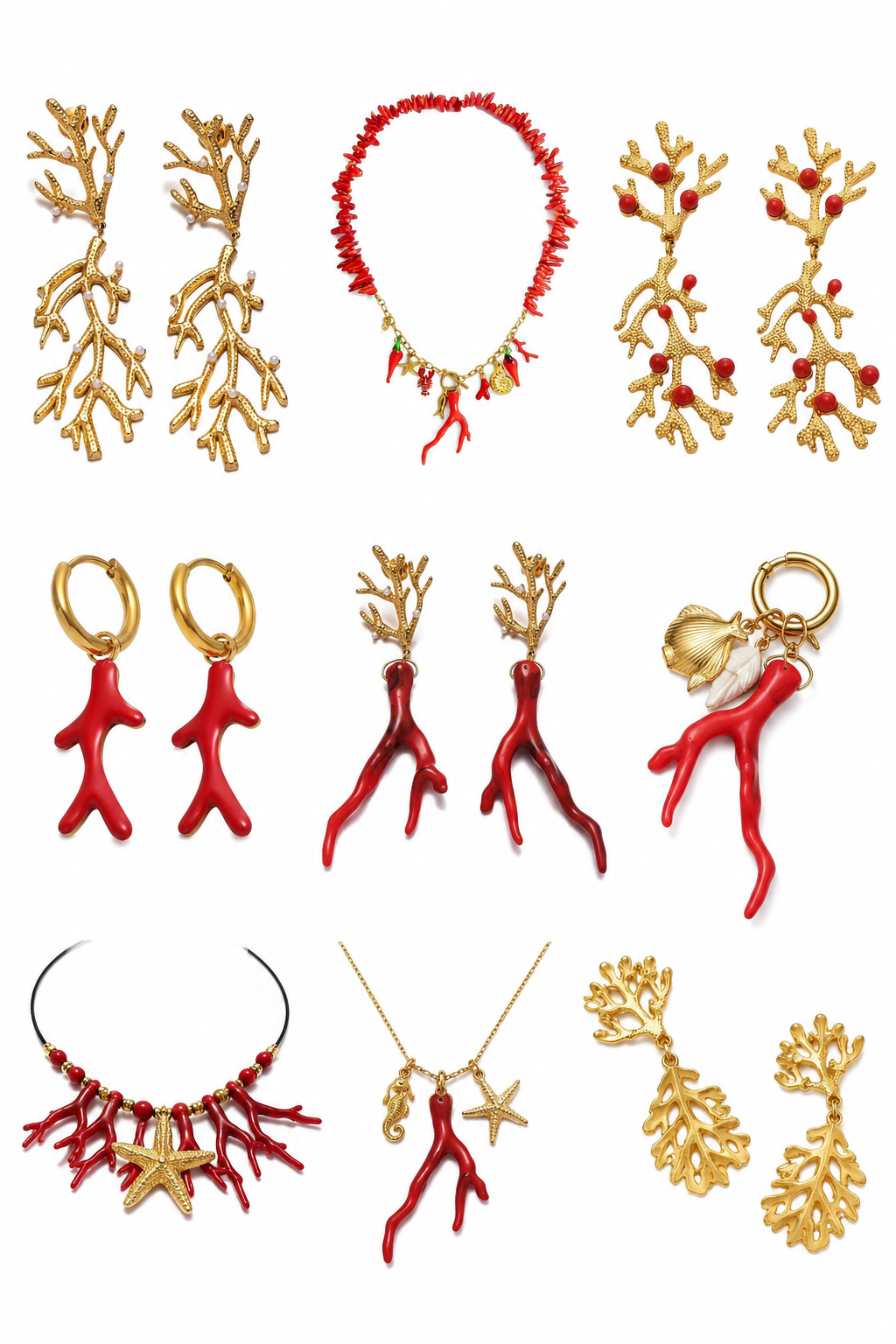 Red coral pendant necklace