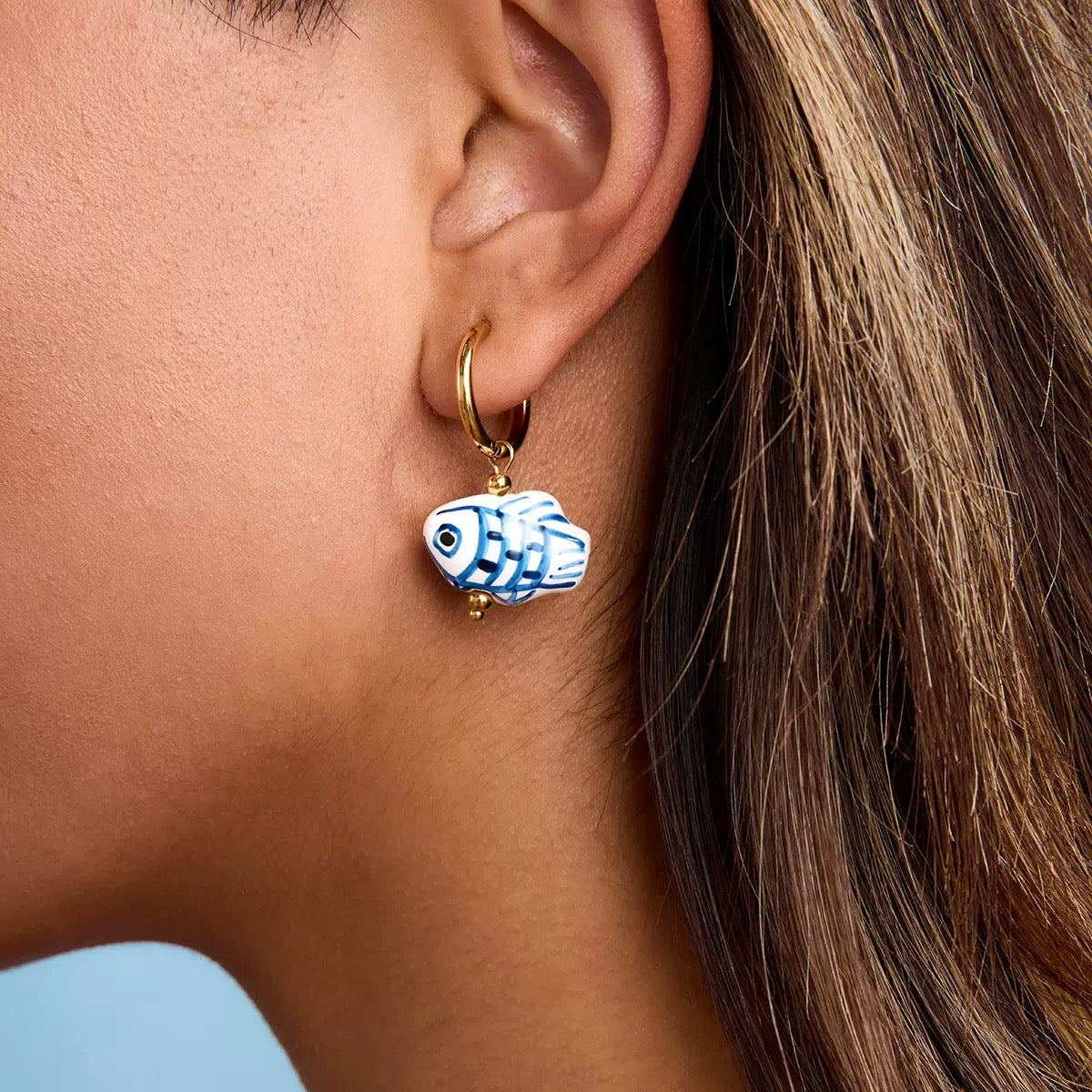 Ocean blue tulip hoops