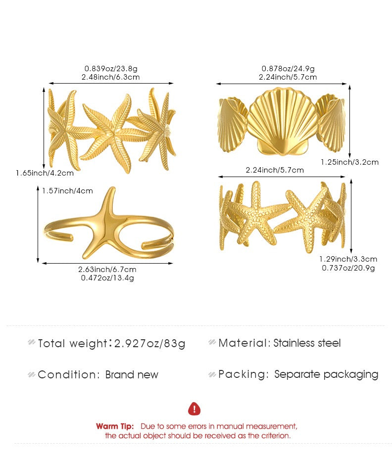 Starfish shell bangles