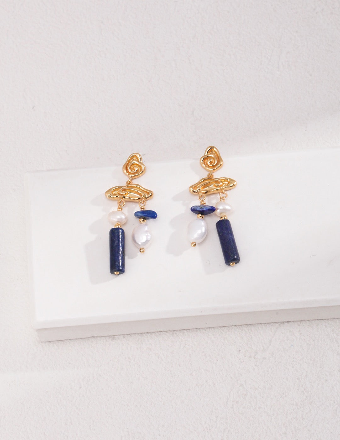 Beela lapis cloud earrings