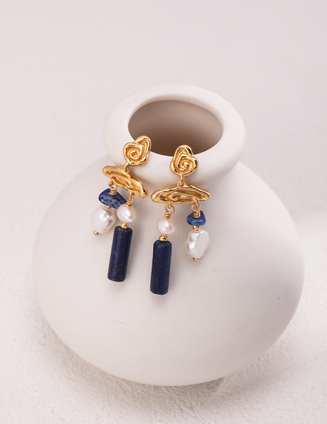 Beela lapis cloud earrings