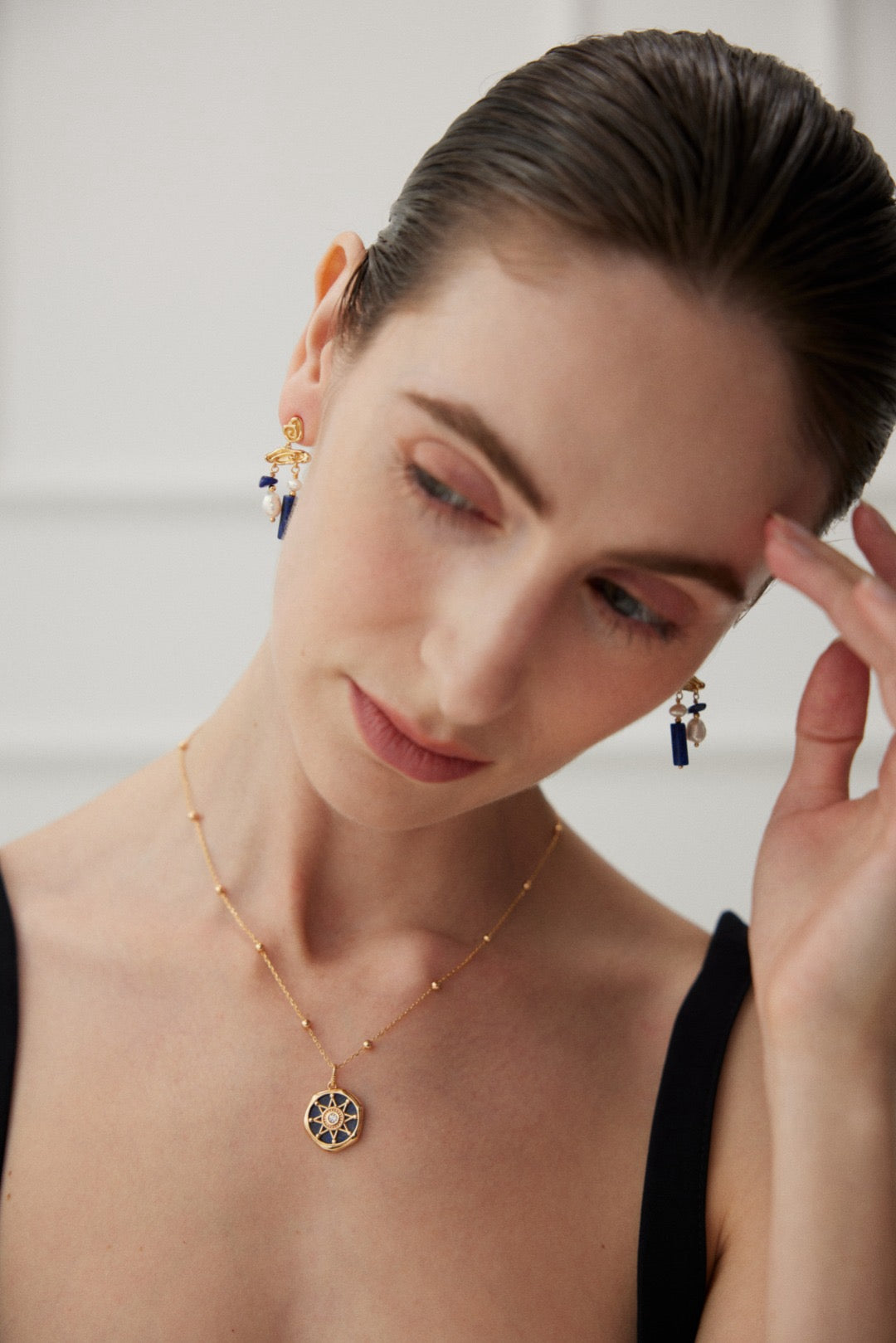 Beela lapis cloud earrings
