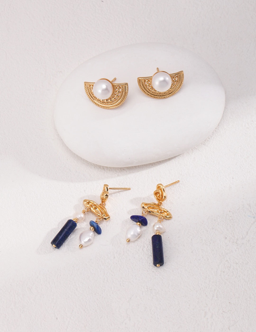 Beela lapis cloud earrings