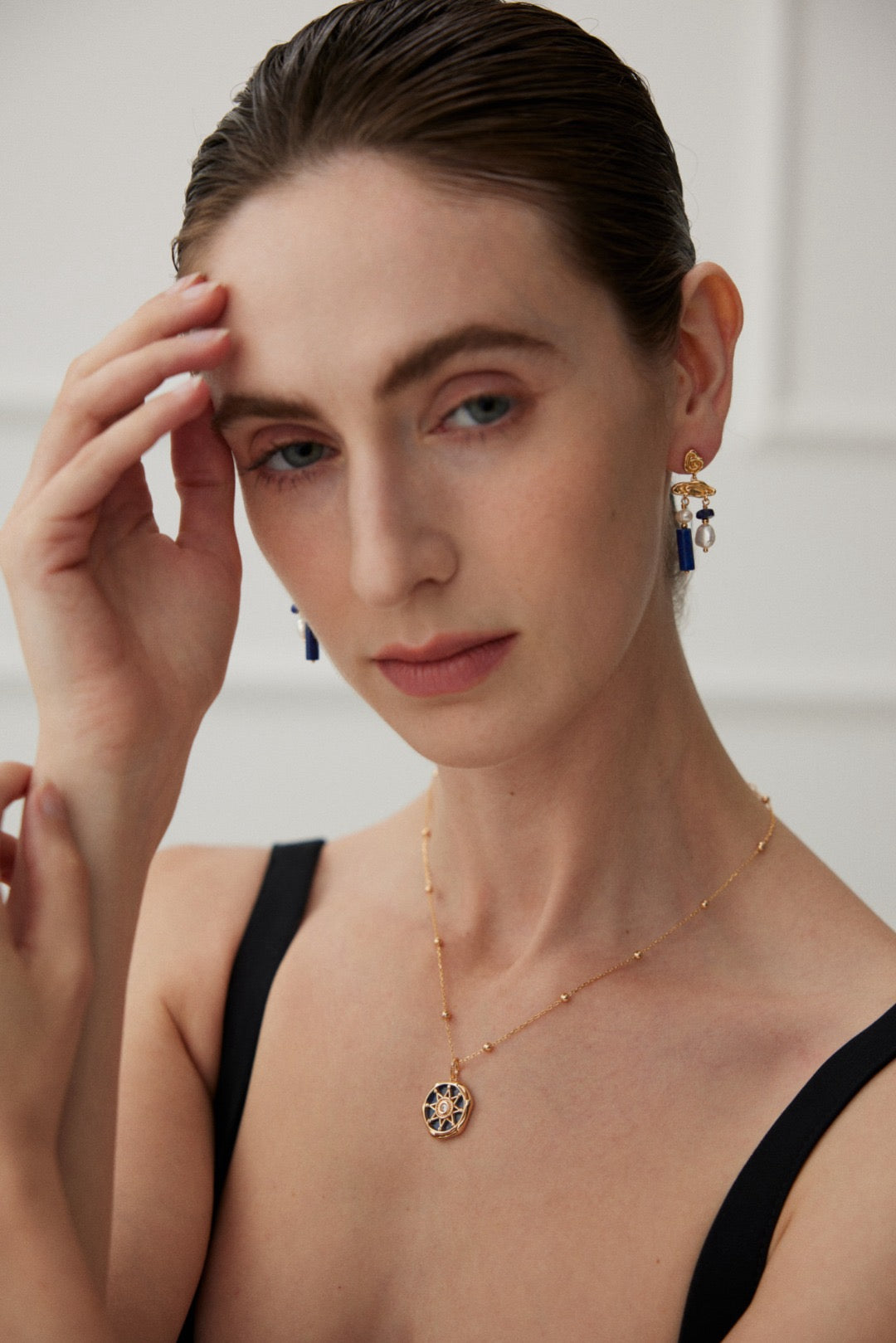 Beela lapis cloud earrings