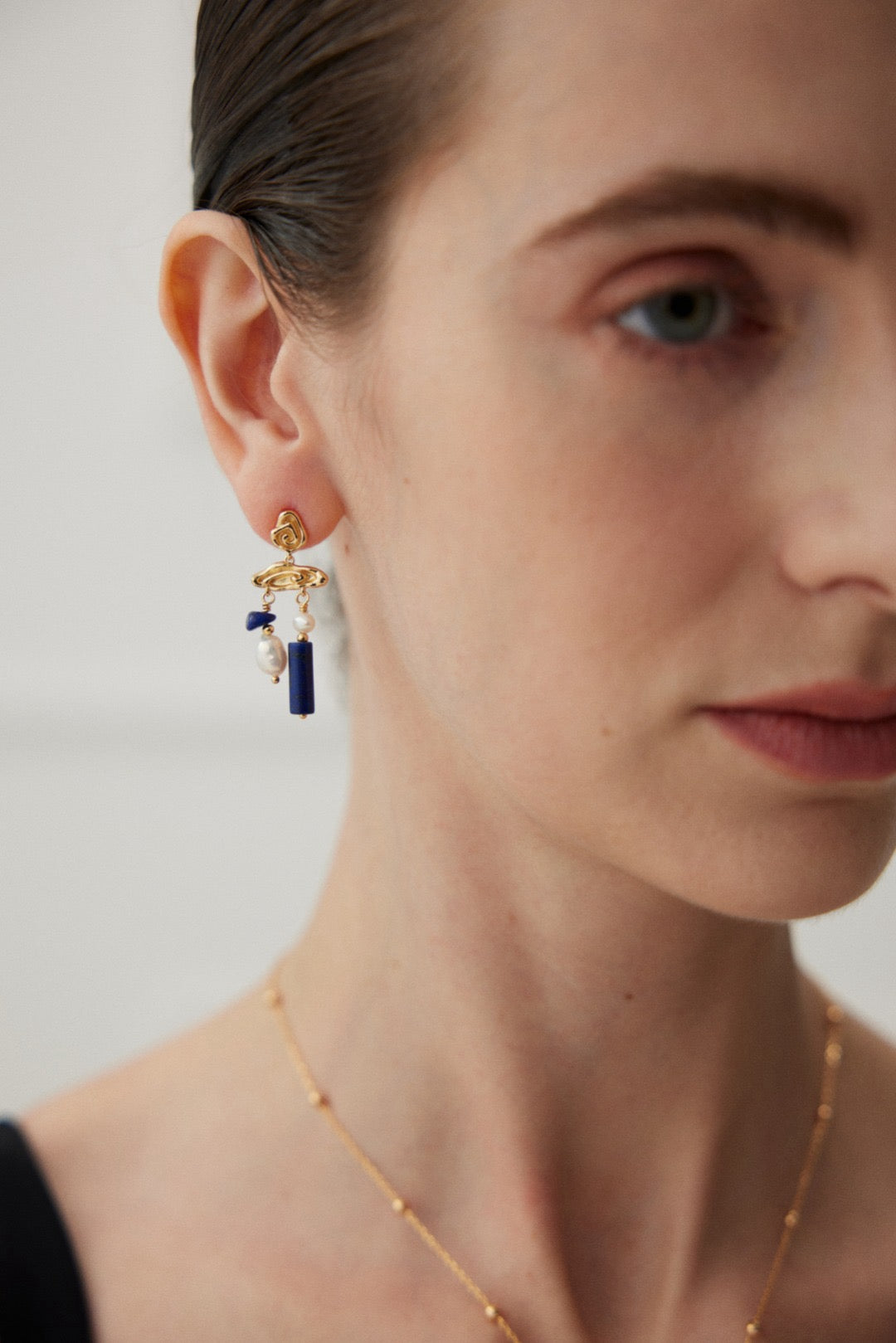 Beela lapis cloud earrings