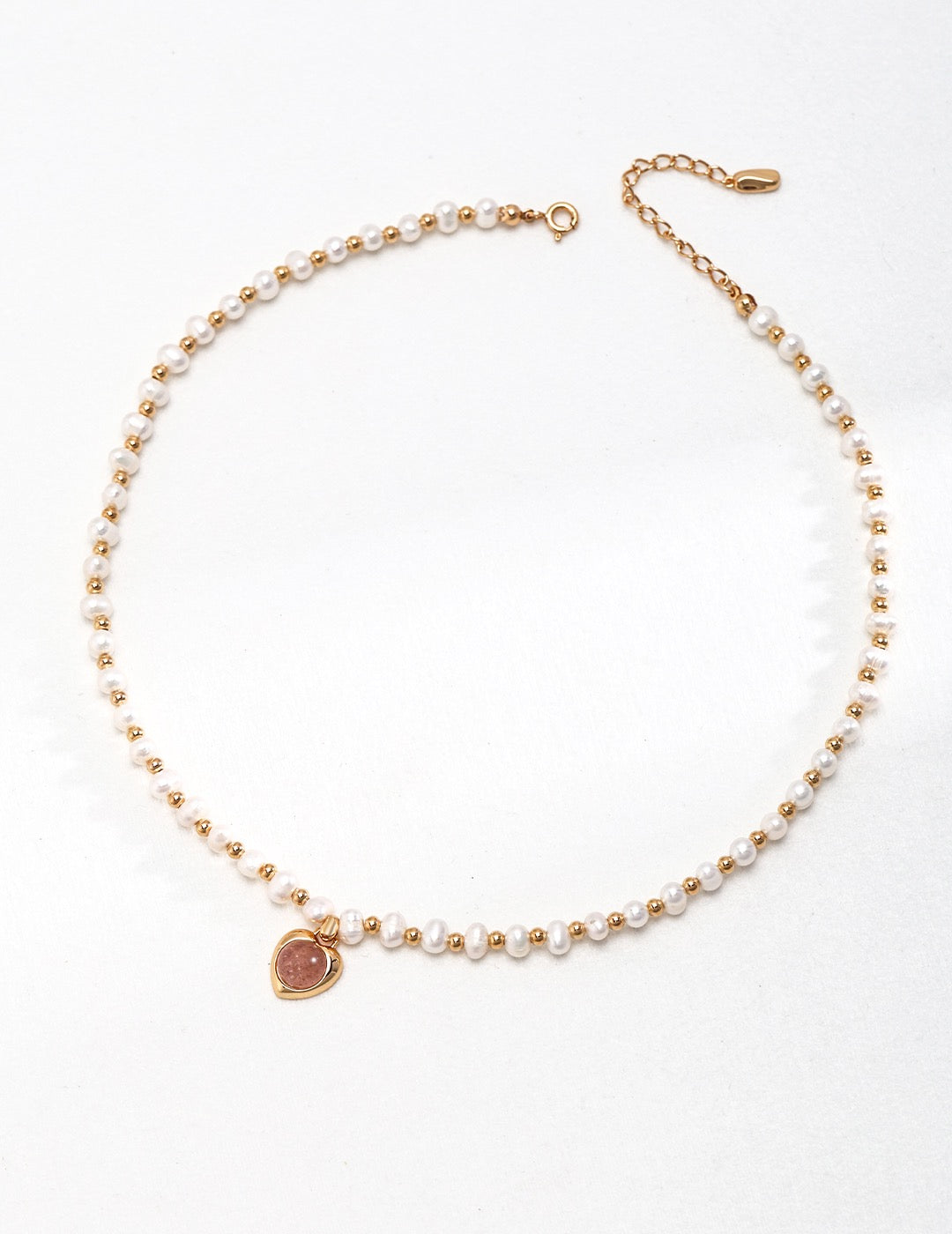 Iceland Strawberry quartz Pearl necklace