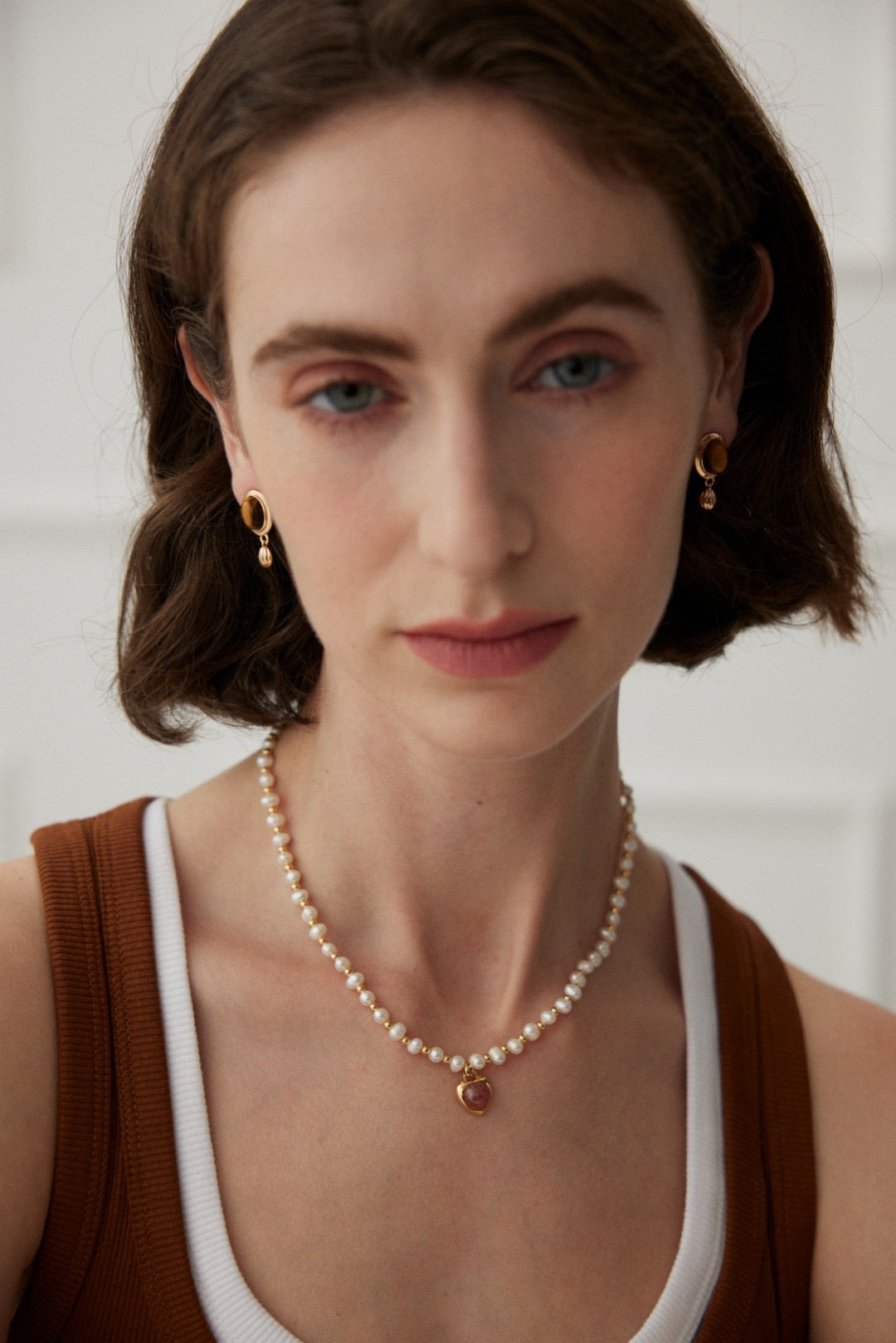 Iceland Strawberry quartz Pearl necklace