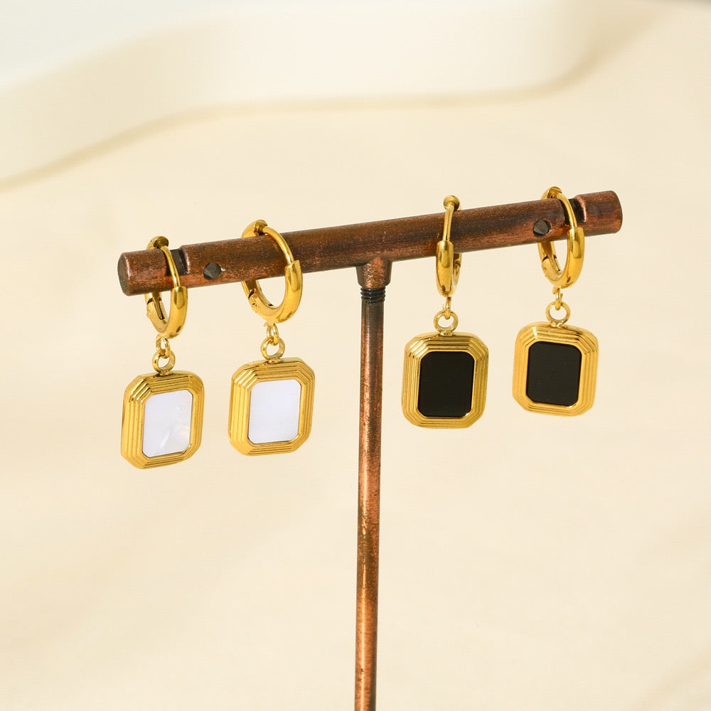 White sand hoop earrings