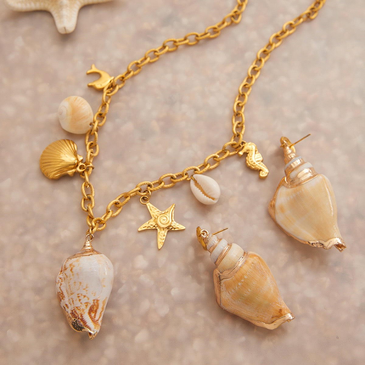 Natural shell charm necklace