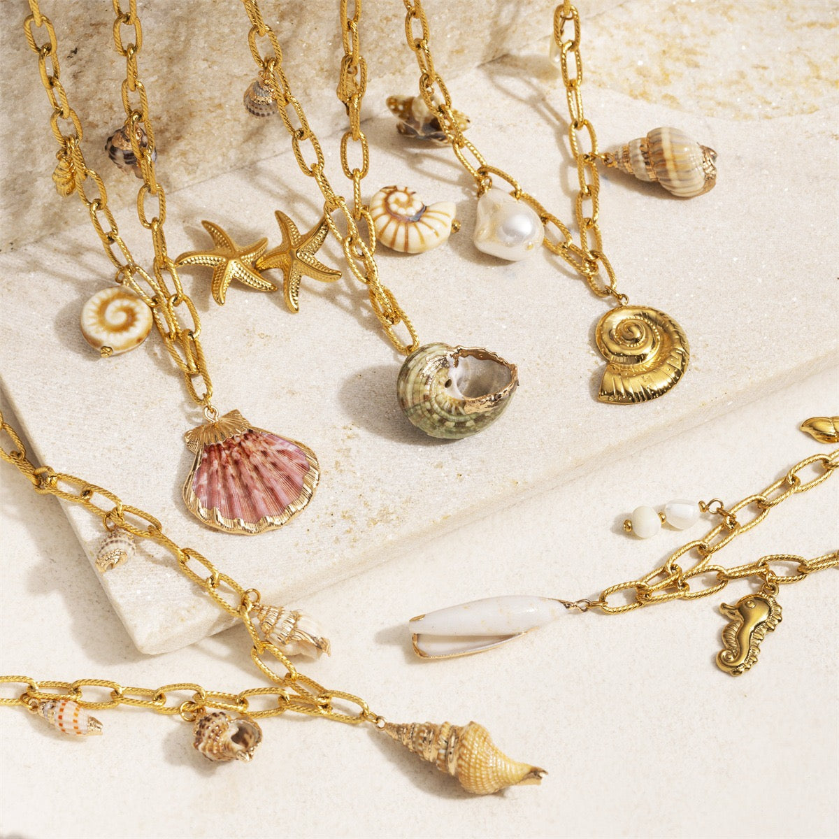 Natural shell charm necklace