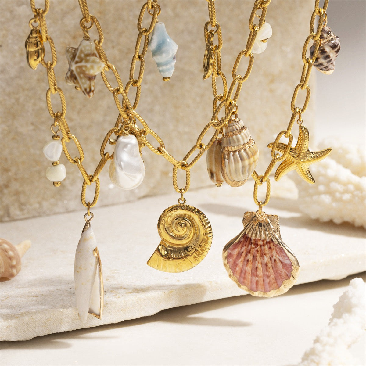 Natural shell charm necklace