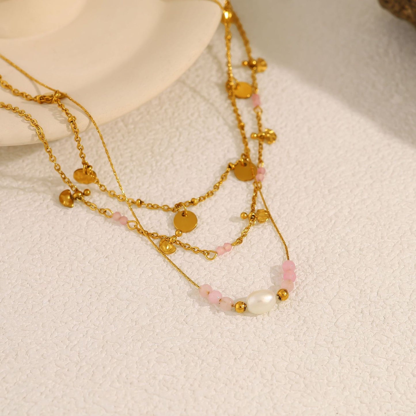 Little pink drop necklace