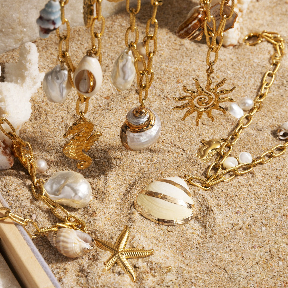 Natural shell charm necklace