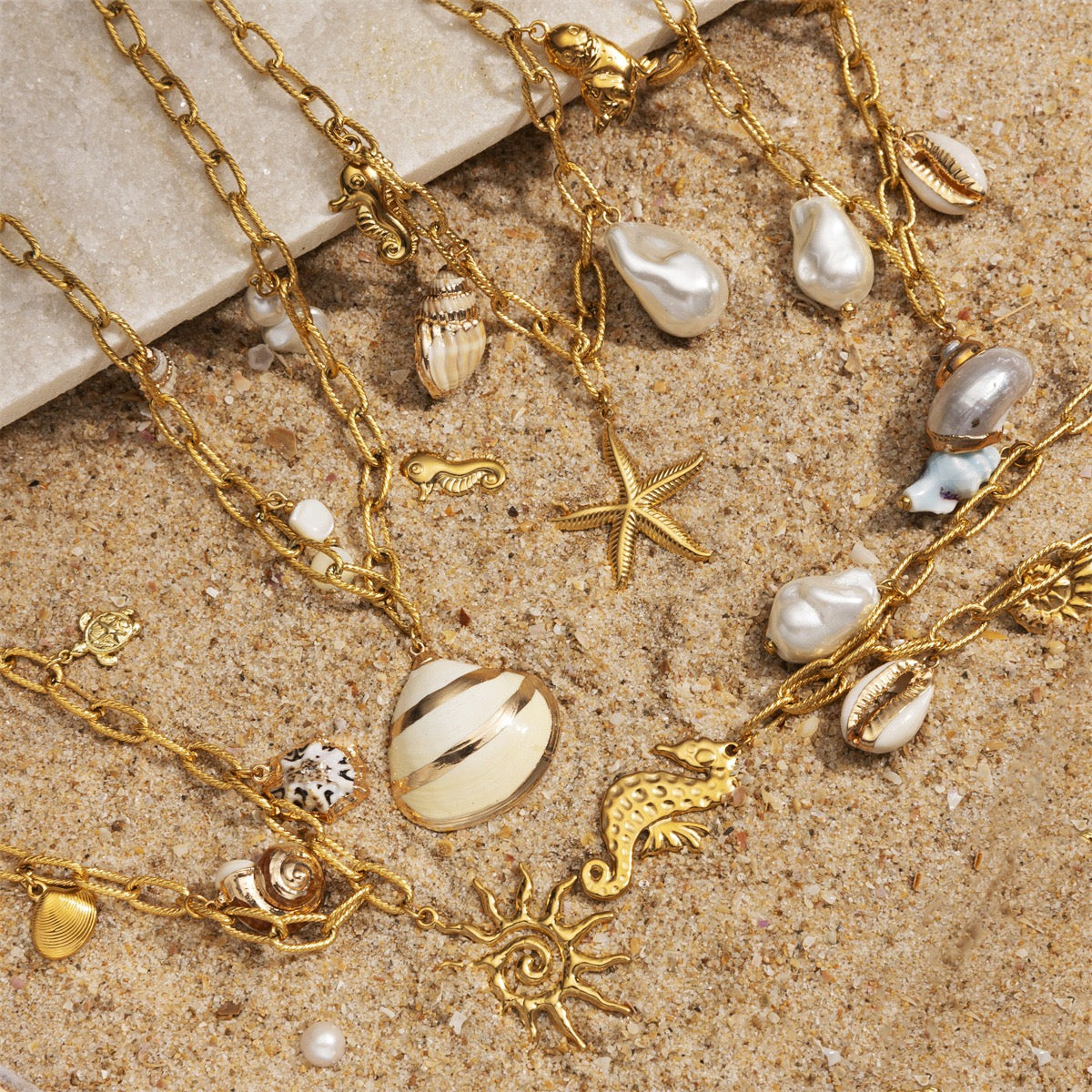 Natural shell charm necklace