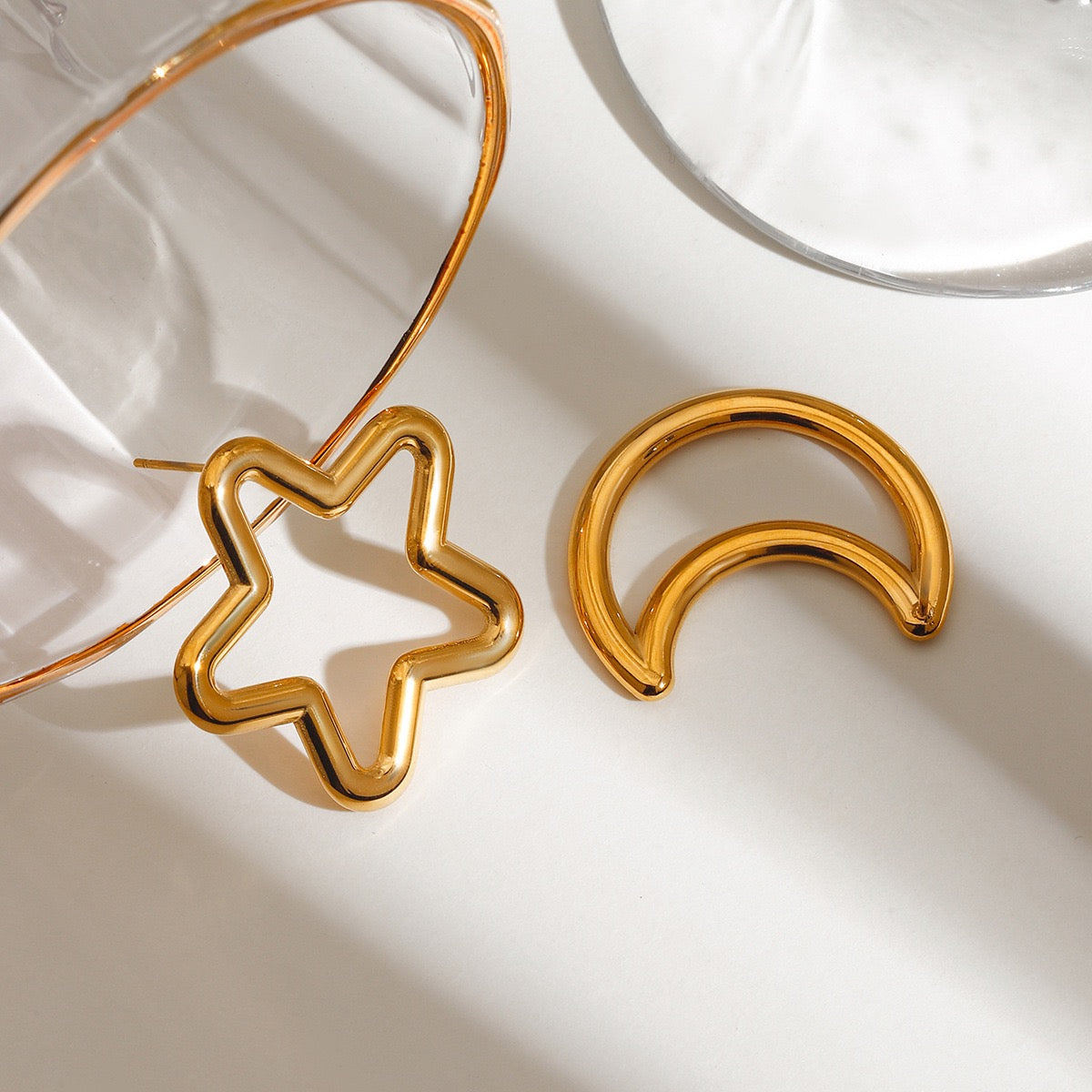 Moon and star earrings