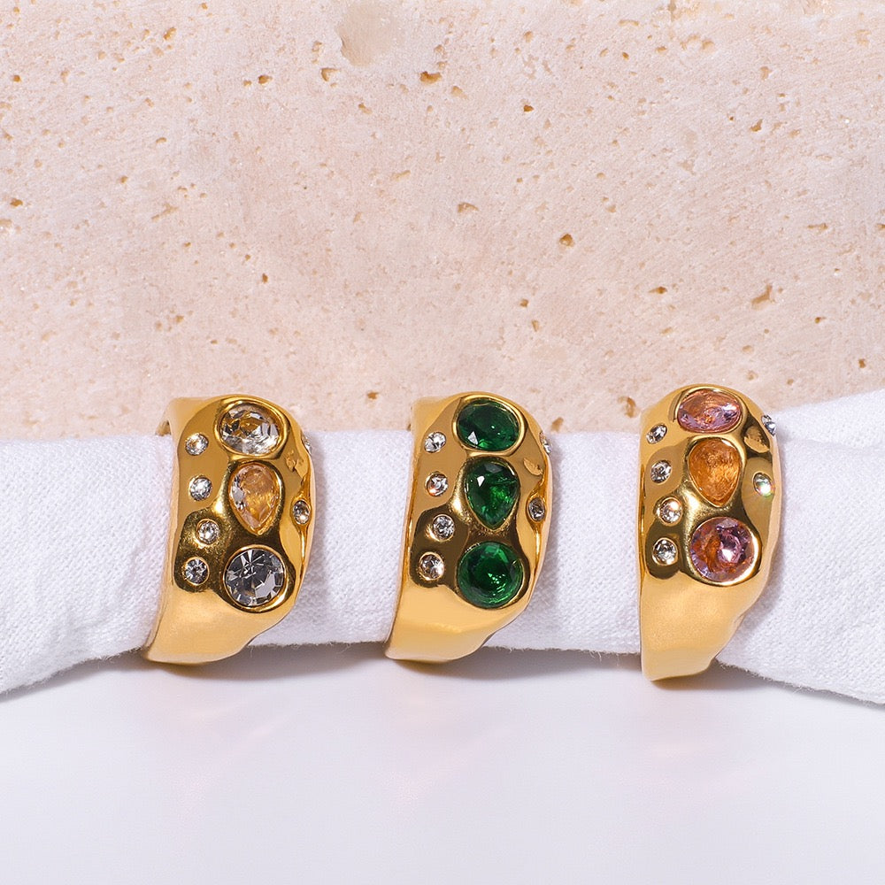 Gem rainbow rings