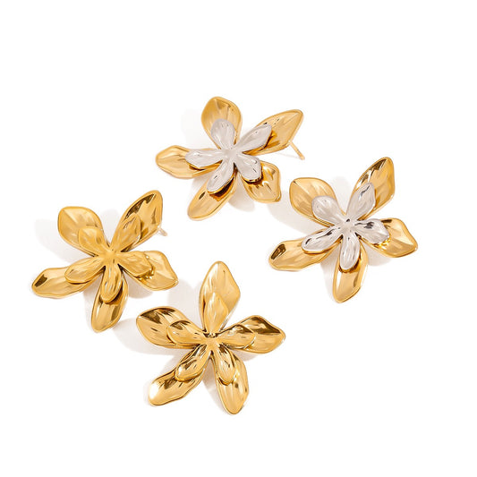 Double layer flower earrings