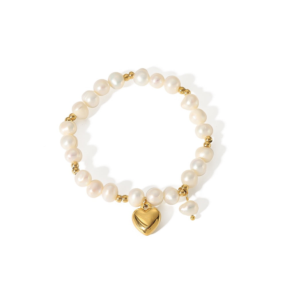 Heart freshwater pearls bracelet
