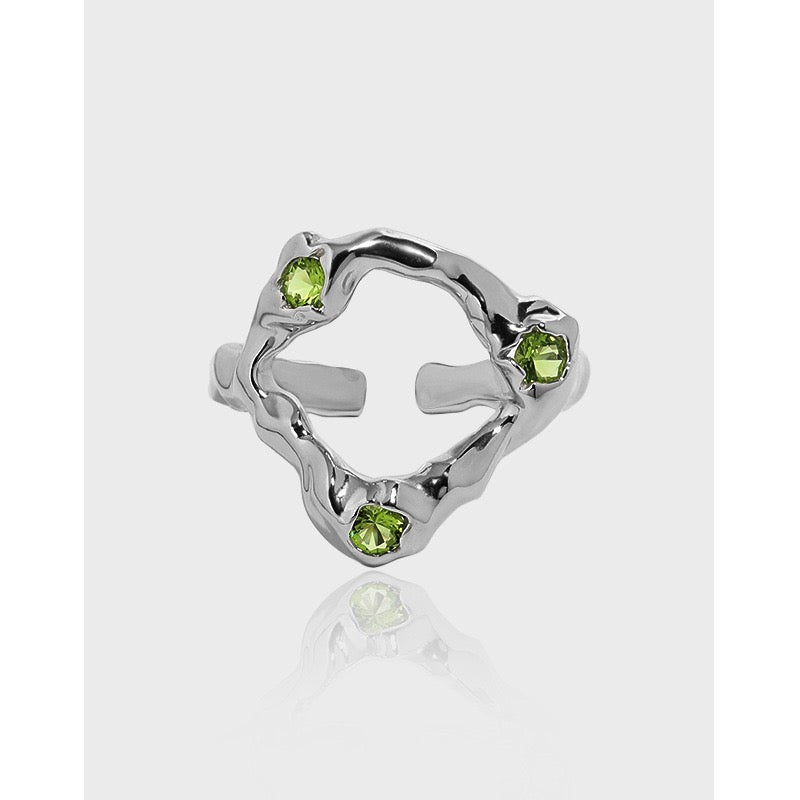 Olive hoop sterling silver ring