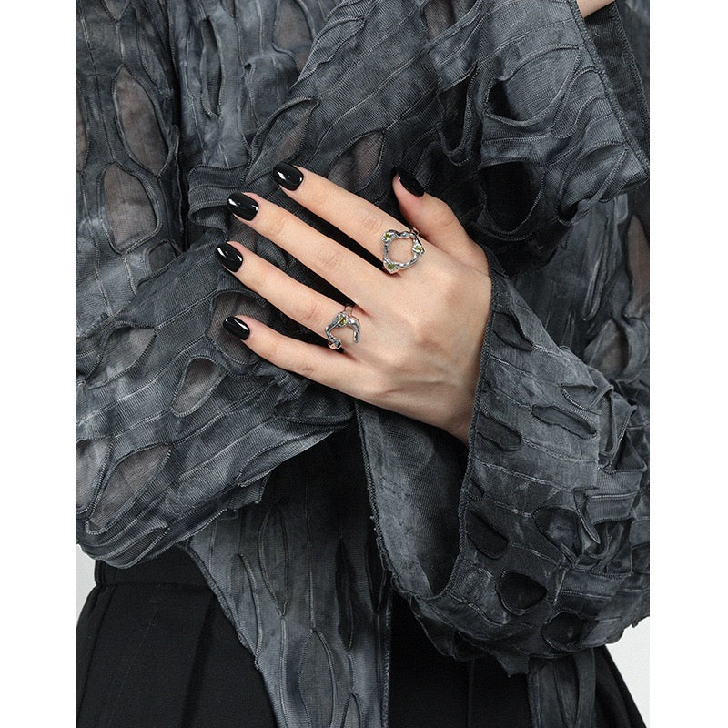 Olive hoop sterling silver ring