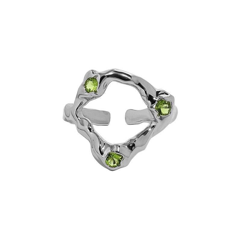 Olive hoop sterling silver ring