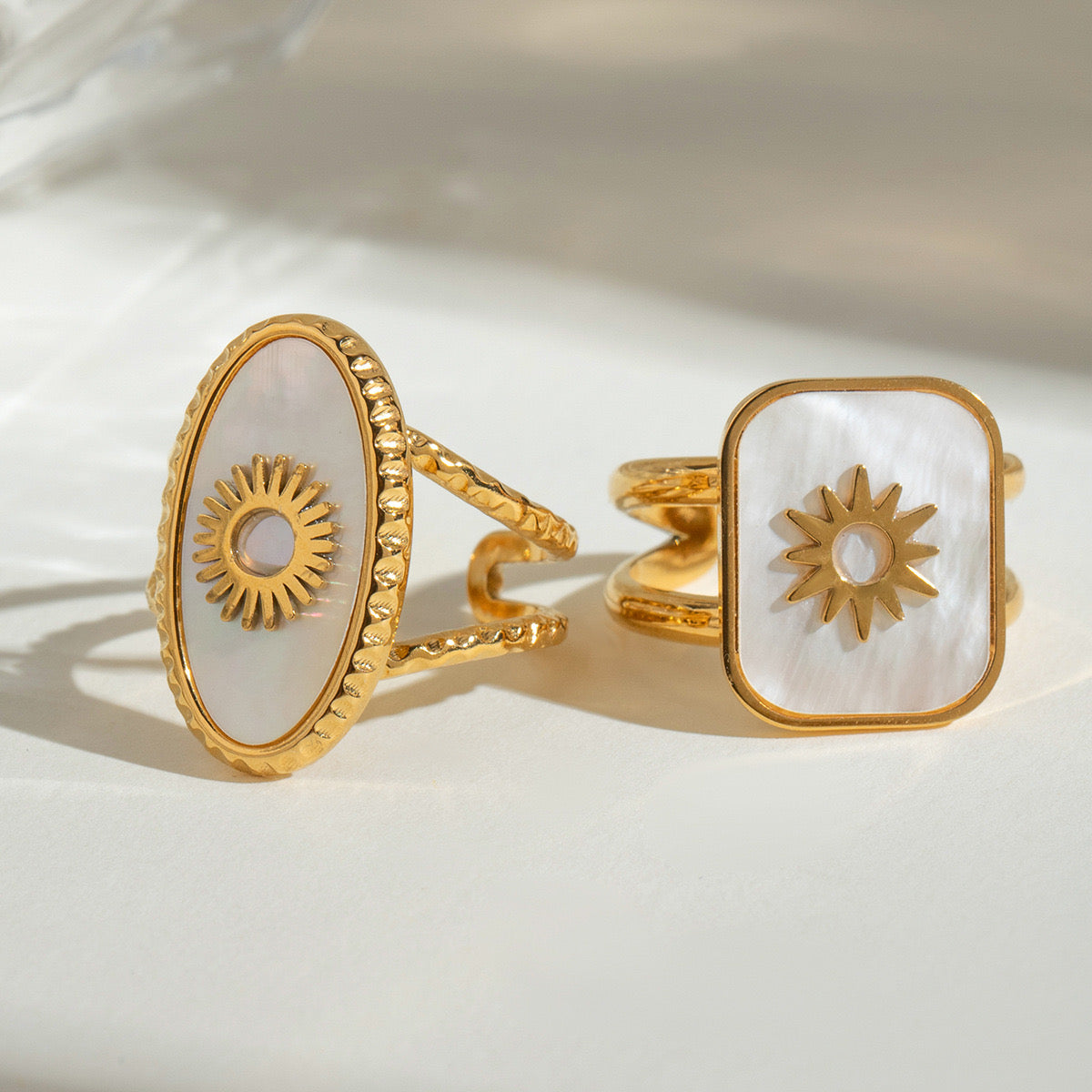 Quinn Pearly Sun rings