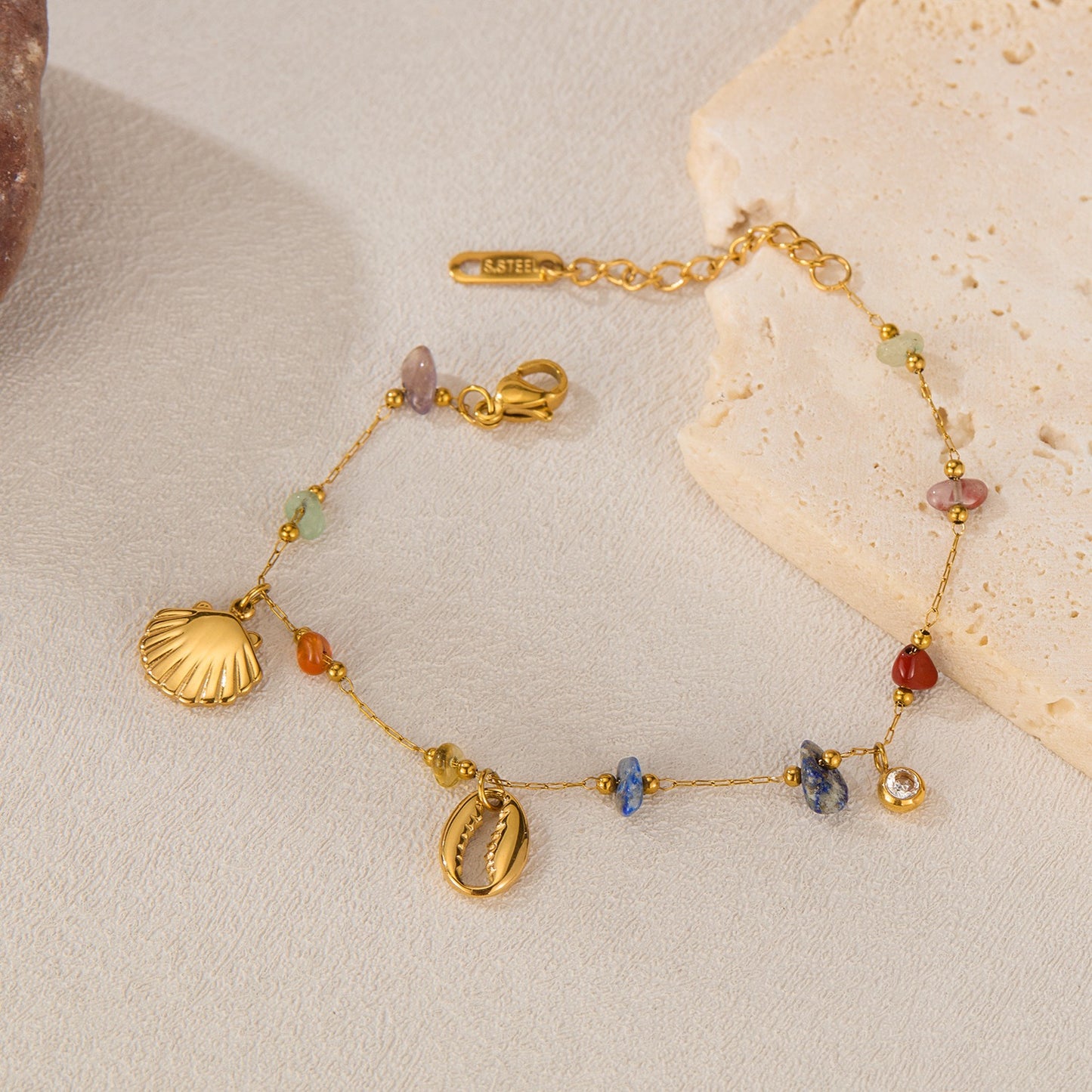 Sunday shell rainbow charm bracelet