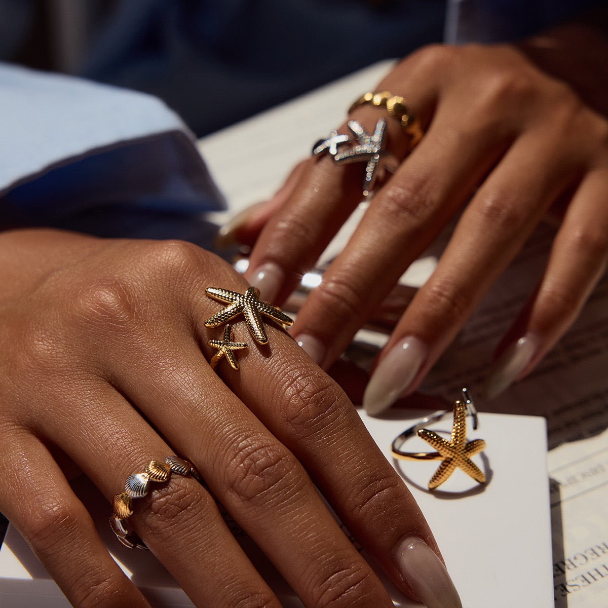 Beachside star shell rings collection