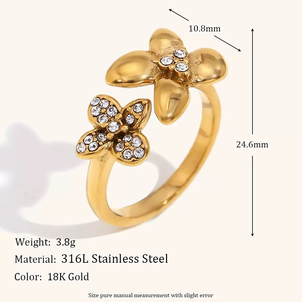Jolia double petal flowers rings