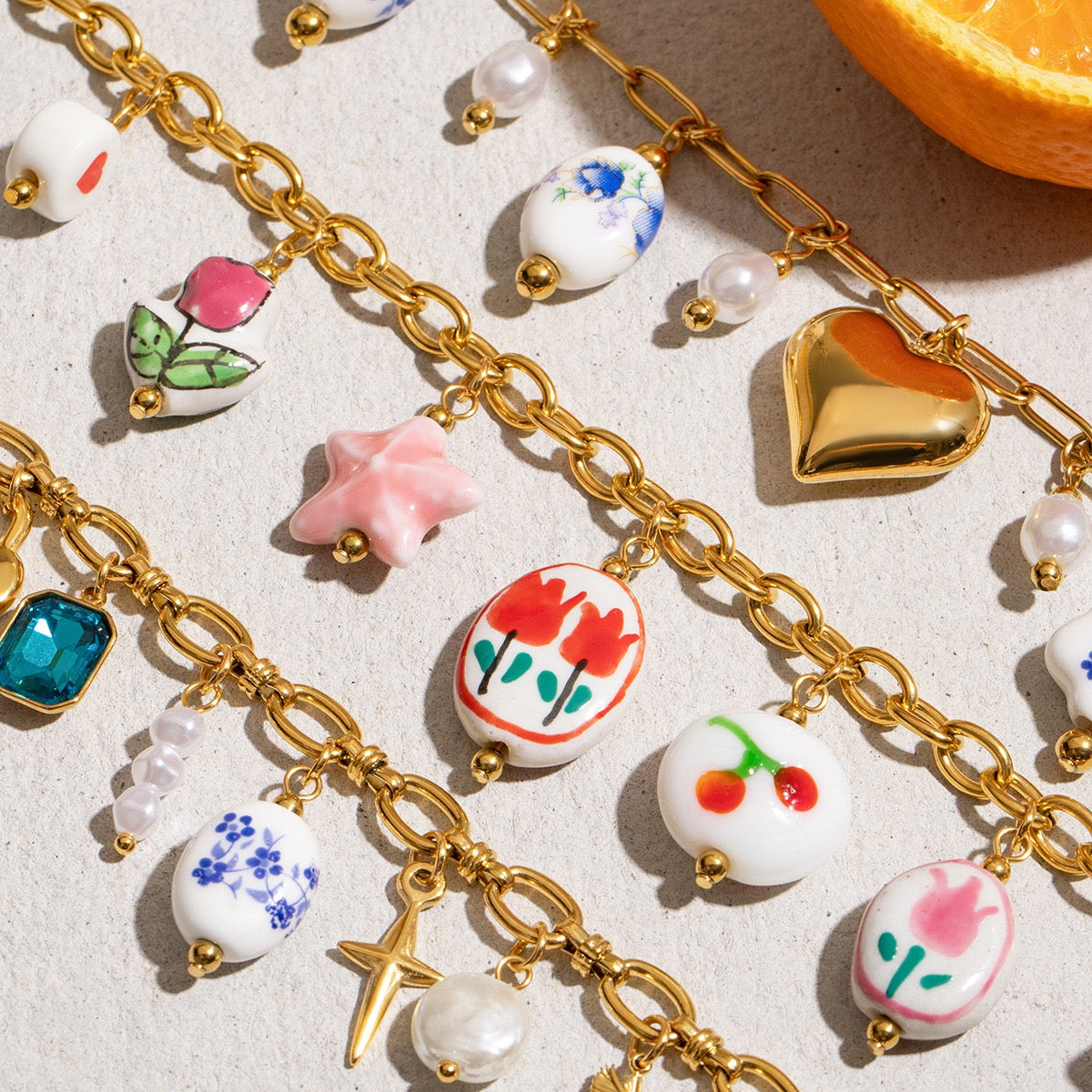 Flower color charm necklace