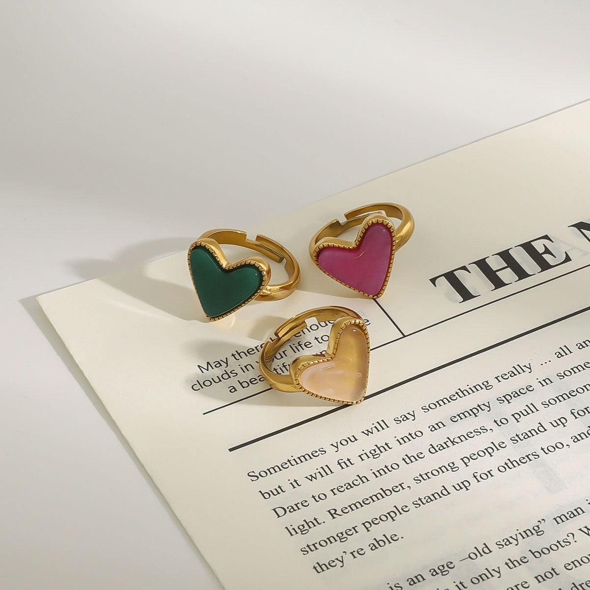 Rainbow heart rings