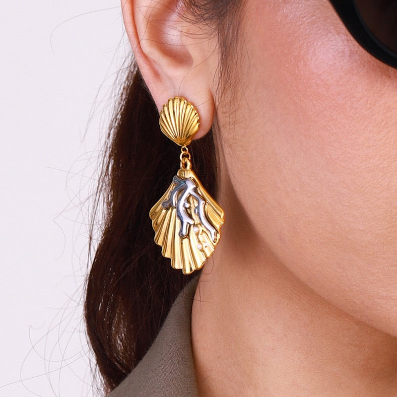 Mix double shell earrings
