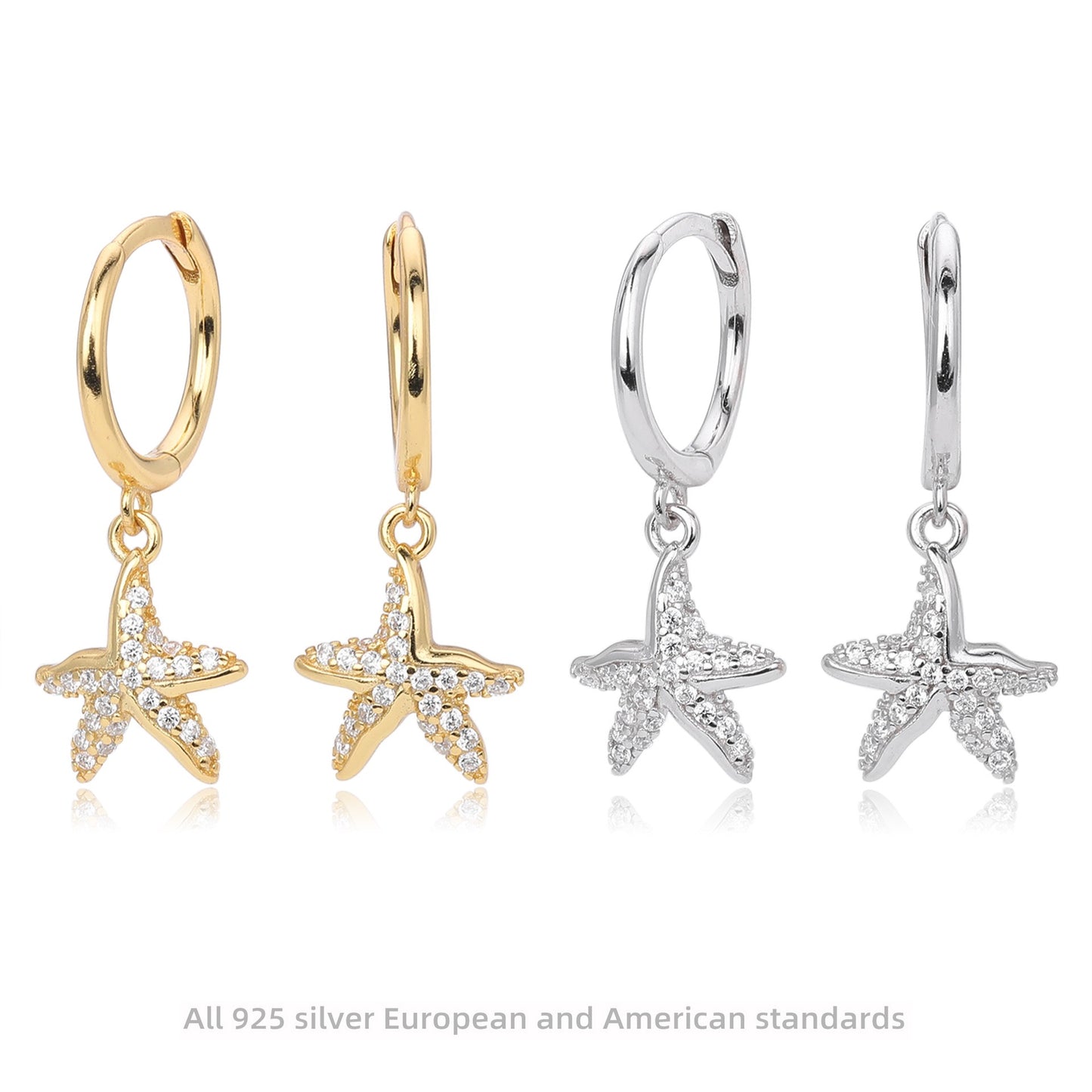 Sterling silver sea starfish hoops