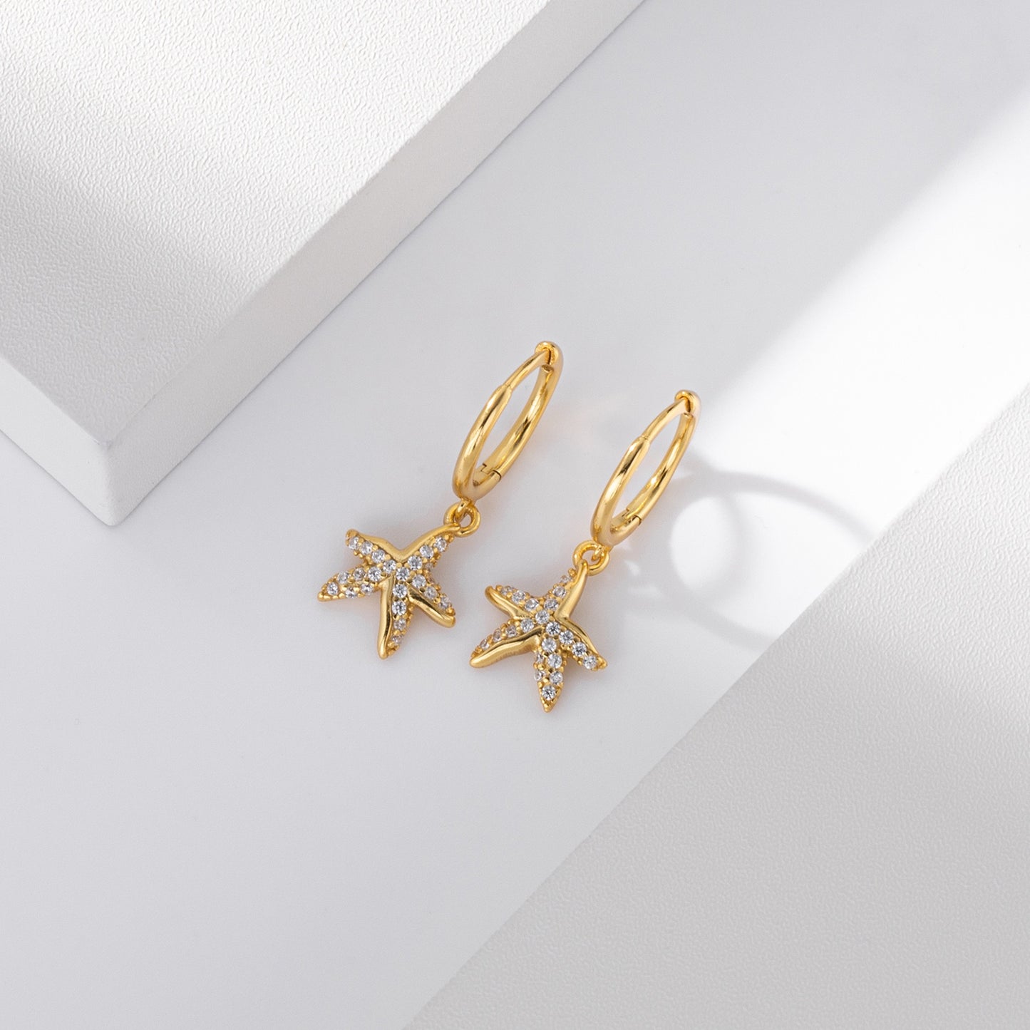 Sterling silver sea starfish hoops
