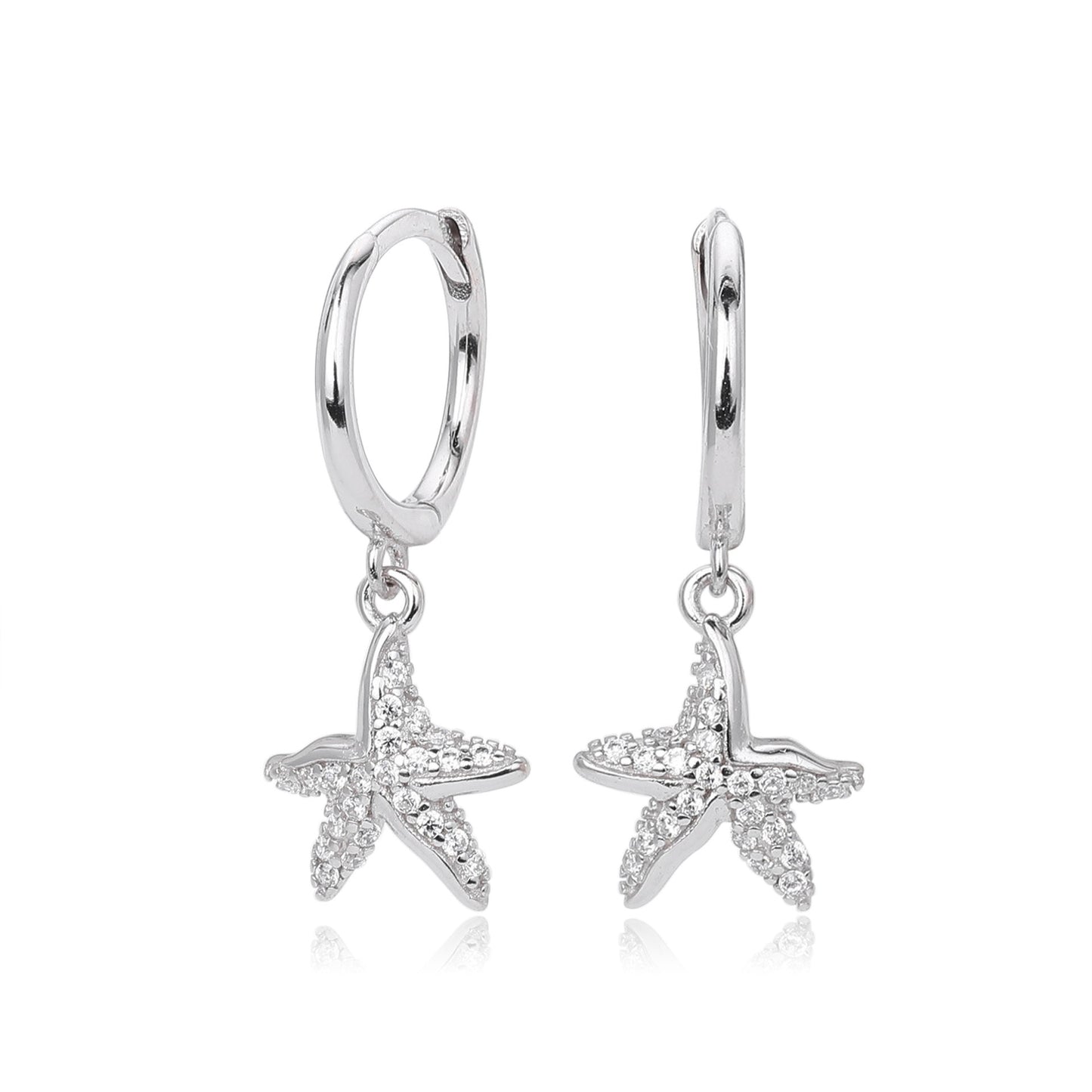 Sterling silver sea starfish hoops