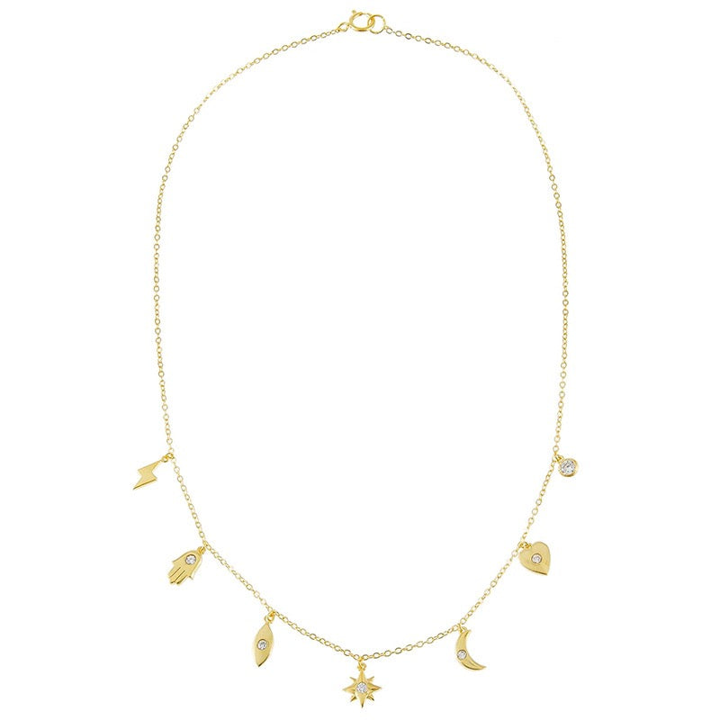 Sterling silver dainty charm necklace