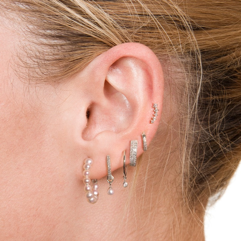 Dainty sterling silver pearly hoops