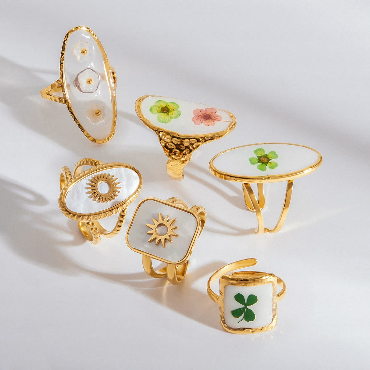 Quinn Pearly Sun rings